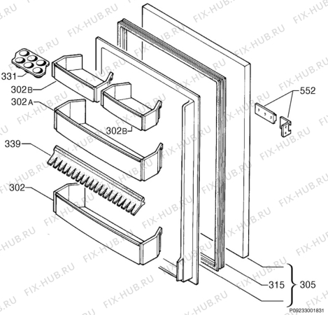 Взрыв-схема холодильника Electrolux (Alno) ER1336U - Схема узла Door 003